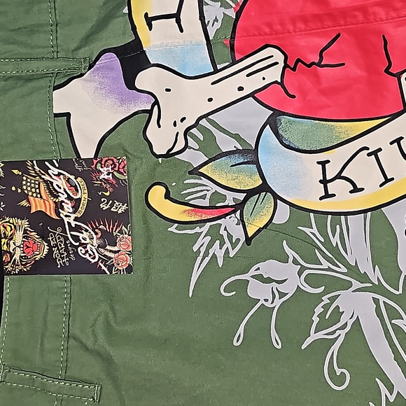 Ed Hardy Love Kills Slowly Olive Green Women's M Mini Skirt - Picture 4 of 6